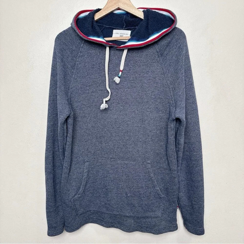 Sol Angles Mens Small Stripes Heathered Blue Hoodie